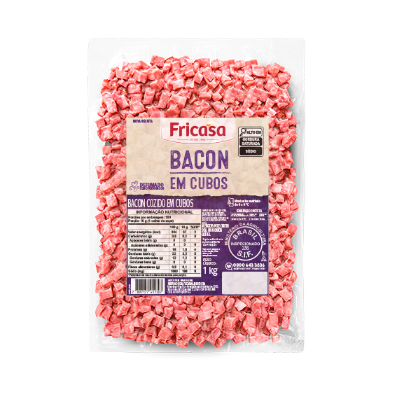 00-105.130 5130 BACON EM CUBOS 1KG CX 4KG FRIC PEÇA VARIAVEL - FRICASA