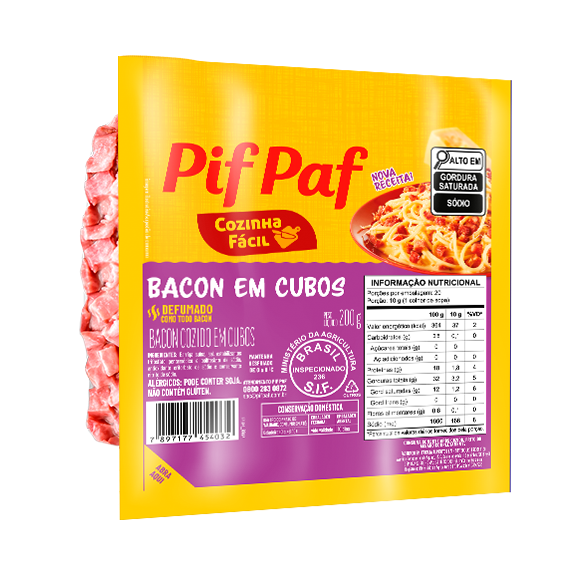 00-105.403 BACON EM CUBOS 200G PIFPAF CX2KG TERMO 200 G 