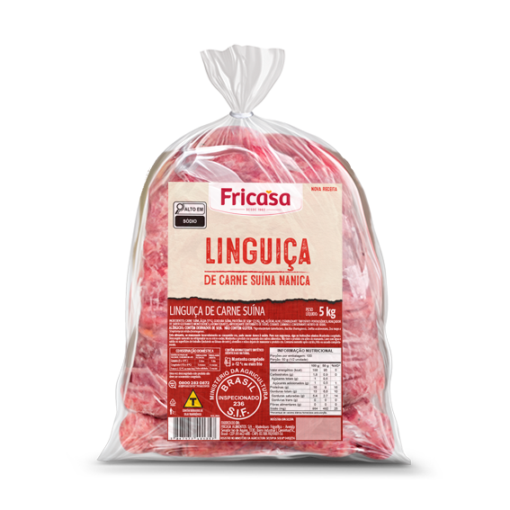 00-100.135 LINGUIÇA DE CARNE SUINA NANICA 5KG CX10KG PACOTE 5 KG - FRIC