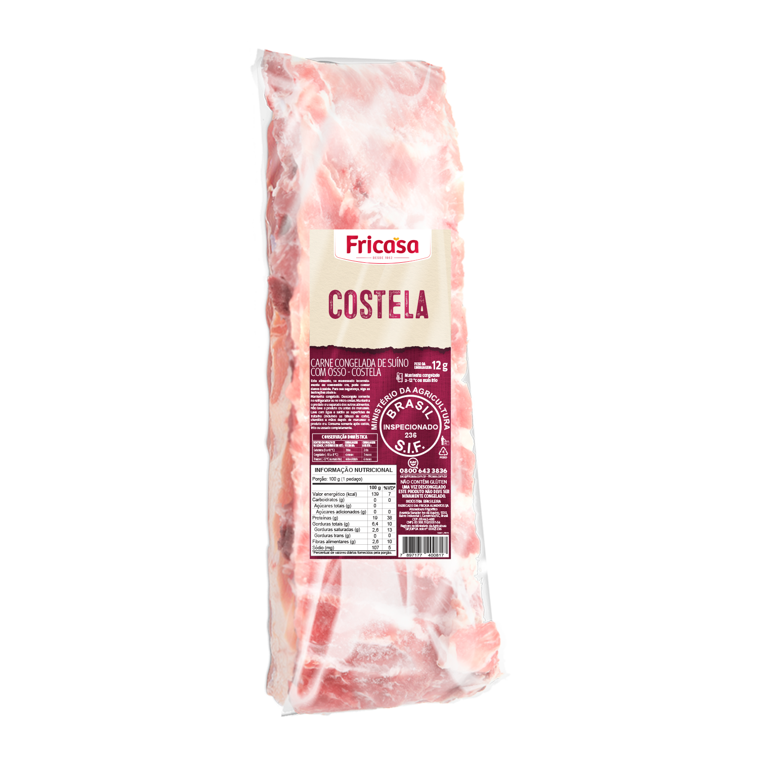 00-100.081 0081 COSTELA SUINA A CONG CX 15KG FRIC